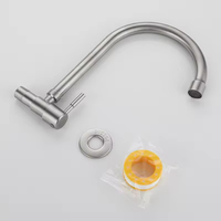 Robinet de cuisine mural en acier inoxydable personnalisé à 360 degrés pour évier, mitigeur d'eau froide, vente en gros