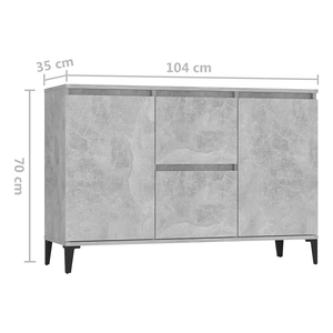 Buffet de rangement multifonctionnel en bois gris béton pour salle à manger et salon avec 2 tiroirs et portes - Product Image 6