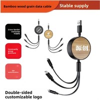 Kabel Data 3-in-1 Retractable Motif Gabus Pengisian Cepat dengan LOGO Kustom, MOQ Rendah, untuk Konektor iPhone Tipe-C/Micro USB