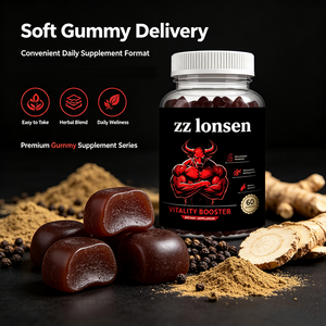 Gummies de vitalité botanique pour hommes, marque privée personnalisée, 60 unités, complexe Shilajit, Maca, Ashwagandha, Ginseng pour la vitalité physique quotidienne - Product Image 2