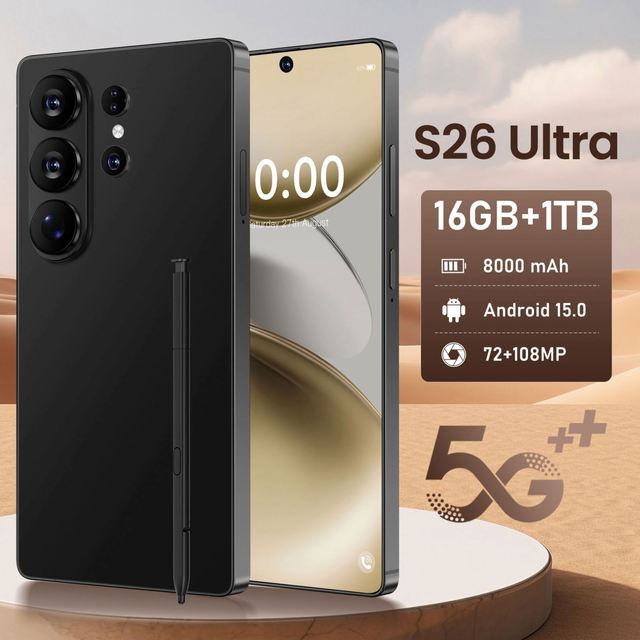 S26 Ultra 7.3 Inch High Quality HD Full Screen 5G Smartphone 16GB+1TB Storage Face Unlock 65W Quick Charge Spanish Operating