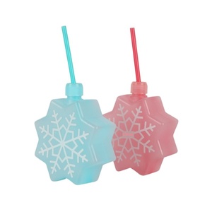 Plastic Star Shape Plastic <b>Mug</b> 500ml With Straw With Lid Reusable Christmas Party <b>Camping</b> Outdoor Custom Logo Wholesale - Product Image 2