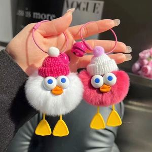 Cute Soft <b>Big</b> Eyed Plush Duck Keychain Pompom Keyring Small Doll Fluffy Key Chain <b>Backpack</b> Pendant Doll Toy Key Chain - Product Image 3