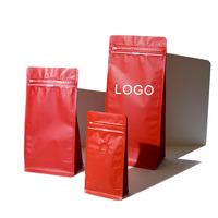 Échantillon gratuit, sachets refermables de 1 kg, 500 g, 250 g, fond plat mat, emballage pour sachets de café avec fermeture éclair et valve