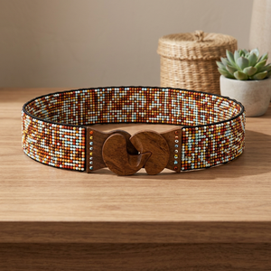 Cinturón de Cintura con Cuentas Multicolores y Hebilla de Madera, Accesorio de Moda Boho Hip Hop para Mujeres y Niñas - Product Image 2