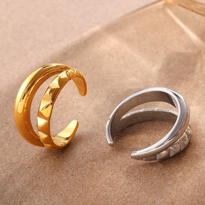 Fashionable Geometric Stainless Steel <b>Ring</b> 18K Gold Plated Unisex Jewelry Gift Wearable Accessory - Product Image 3