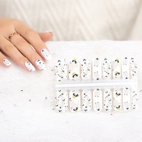 Autocollants pour ongles, avec strass, coeur/fleurs, Collection de autocollants, couverture complète pour les doigts, 5 pièces