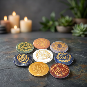 Handmade Gemstone <b>Chakra</b> Stones <b>Set</b> Carved <b>Crystal</b> Reiki Healing Oval Polished Art Collectible Buy Online Thymus <b>Chakra</b> 3 - Product Image 3
