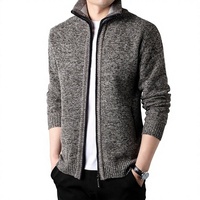 Nouveau cardigan en laine doublé de fourrure pour l'hiver, col montant, épais, chaud et confortable pour hommes