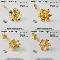 Zeadear Ensemble de bagues pour femmes en cuivre plaqué or 18 carats, motif floral ajouré en filigrane, étanche, de luxe, massif, style Dubaï, vente en gros