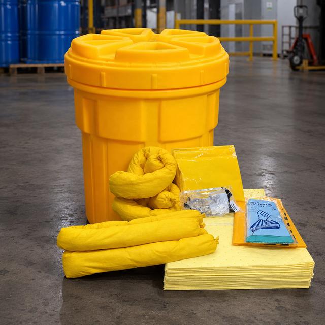 Portable Industrial Spill Response Barrel Kit Chemical & Oil Emergency Containment