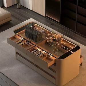 Sistema de Vestidor de Lujo a Medida Ropero Moderno con Isla Modular y Vitrina de Madera para Joyería para Villa y Dormitorio - Product Image 1