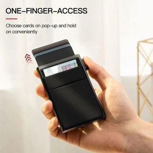 Tarjetero Delgado de Aluminio Estilo Ejecutivo, Sostenible, con Bolsillo Trasero Elástico, Porta Identificación y Tarjetas de Crédito, Mini Cartera RFID con Expulsión Automática - Product Image 5