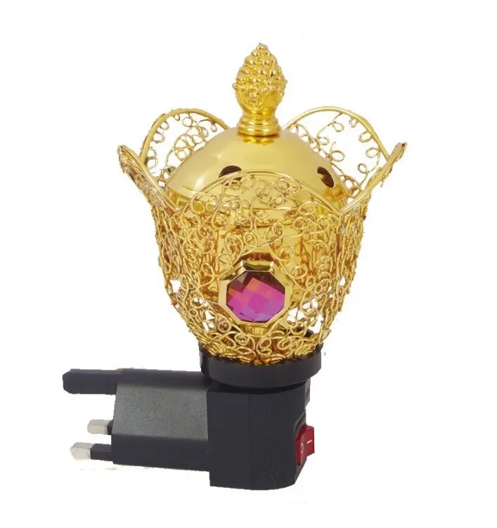 Gdkk all'ingrosso oro zen corona di metallo aria flash stile elettronico mini bruciatore di incenso con botton