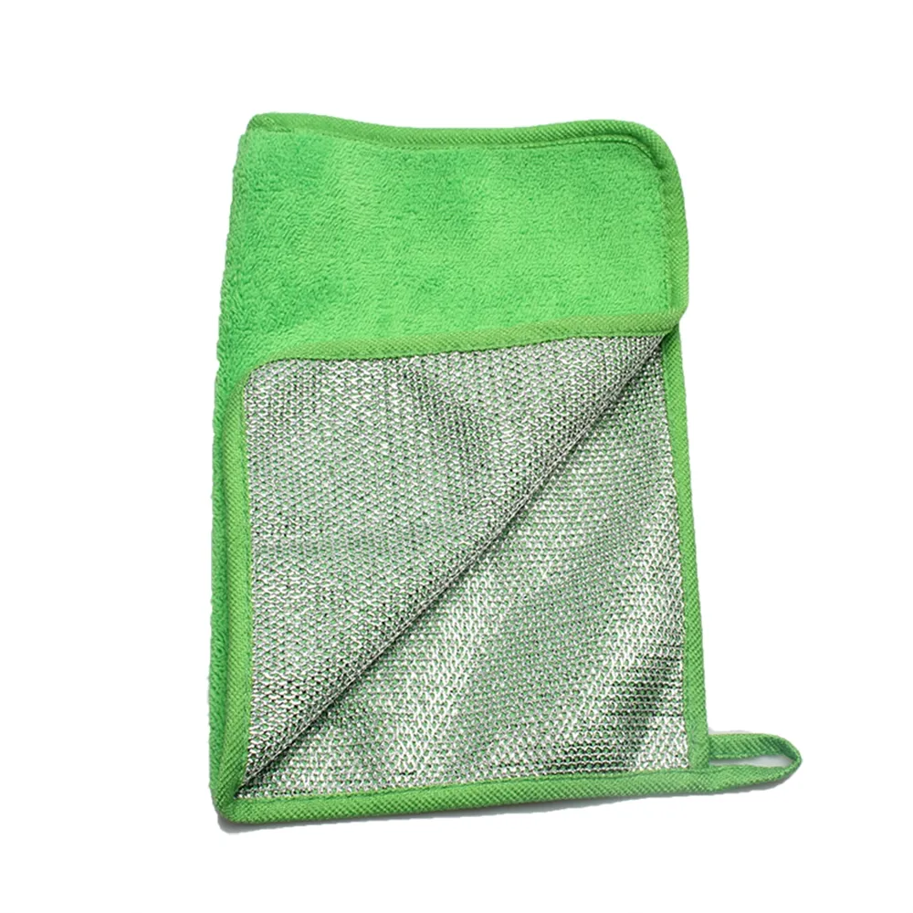 Juhao seri desain dapur baru kain pembersih mikrofiber dengan goresan, kain yang tampak bagus hijau membuat pekerjaan rumah tangga mudah/