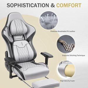 <span class=keywords><strong>Dowinx</strong></span> Grand et grand fauteuil de jeu avec repose-pieds avec appui-tête confortable et soutien lombaire Accoudoirs 4D en cuir Pu - Product Image 5