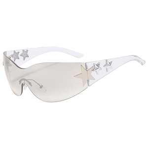 แว่นกันแดดแฟชั่น2025สำหรับผู้ชายและผู้หญิง, แว่นกันแดดไร้กรอบสีขาวพีซีน้ำหนักเบาแว่นกันแดดดาวหนึ่งชิ้น - Product Image 3