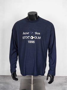 T-shirt a maniche lunghe in lino-cotone sottile con stampa classica a lettere stile <span class=keywords><strong>AC</strong></span>, lavaggio effetto sporco, per uomo e donna - Product Image 3