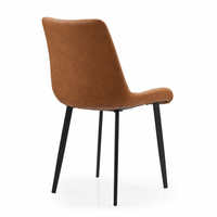 Chaise de salle à manger moderne en cuir avec dossier incurvé et pieds en métal noir - Chaise d'appoint ergonomique résistante aux taches pour la maison