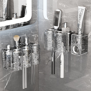 <b>Toothbrush</b> <b>Holder</b> Wall Mounted 4 Cup Suction Cup Storage Rack Bathroom Space Saving - Product Image 2