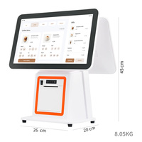 Terminal de point de vente double écran JSJ1200-D-W Windows/Linux/Android 15,6 pouces avec écran tactile capacitif 10 points et imprimante thermique intégrée 58mm/80mm