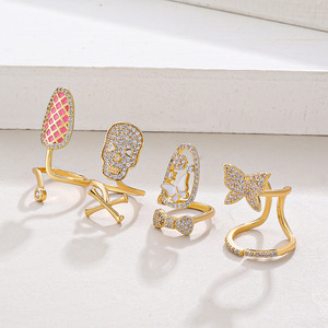 3d Zirkon Diamant verstellbare Maniküre Fingernagel ringe Schmuck Zirkon Nagel ring - Product Image 5