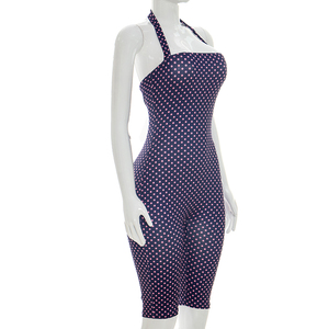 Viviblook J26JP132 Combinaison d'été pour femme, nouvelle combinaison sexy à pois sans manches, col halter, coupe ajustée, une pièce - Product Image 5