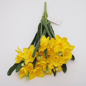 Fiori artificiali all'ingrosso della decorazione domestica di cerimonia nuziale dei fiori artificiali dei daffodils bianchi e gialli del PE - Product Image 4