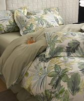 Ensemble de literie 100% coton 3 pièces housse de couette ensemble vert imprimé floral tropical Chic léger pour relooking de chambre élégant