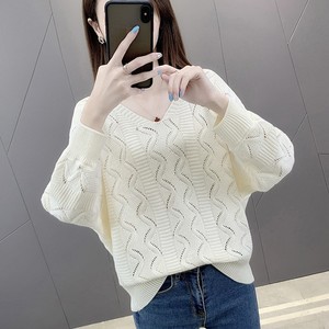 Maglione Estivo a <span class=keywords><strong>Maglia</strong></span> Traforata a Maniche Lunghe per Donne, Nuovo Maglione Sottile con Scollo a V Ampio - Product Image 6