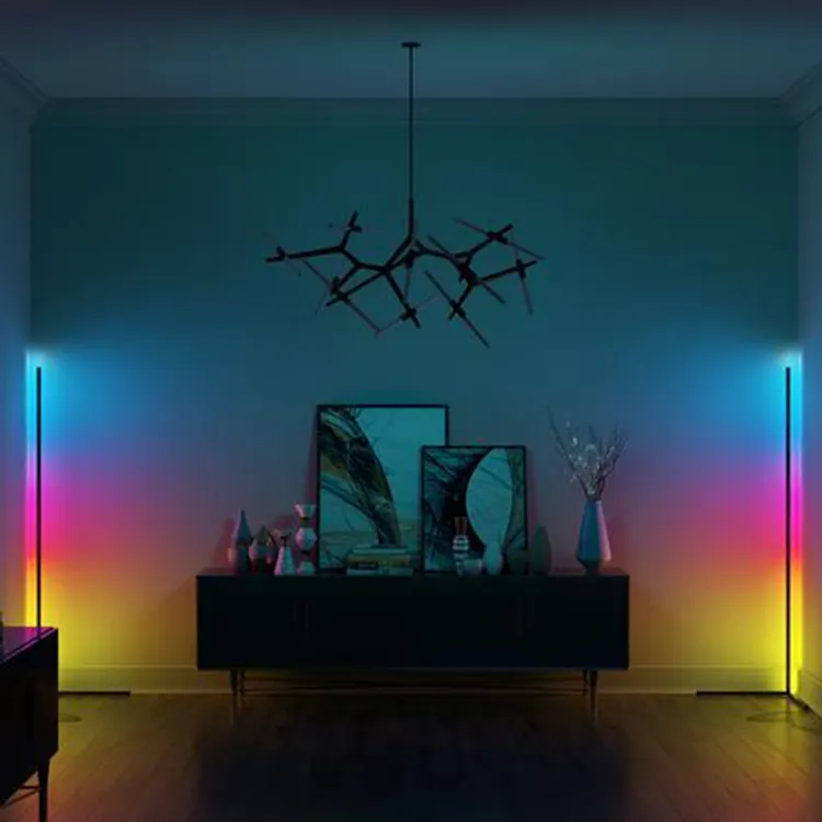 Modern Decoration Smart Corner Light Remote Controlled Tuya Support Google Alexa RGB LED Corner Floor Lamp For Living Room