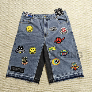 Pantalones cortos para hombre, pantalones cortos de mezclilla de algodón 100% de alta calidad personalizados, pantalones vaqueros con parche bordado, pantalones cortos para hombre - Product Image 3