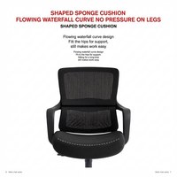 Chaise de bureau ergonomique, dossier en maille respirante, chaise d'ordinateur pivotante et réglable en hauteur, chaise roulante pour le personnel, chaise d'apprentissage pour enfants à domicile