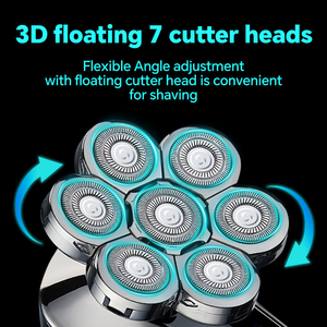 เครื่องโกนหนวดไฟฟ้าแบบหมุนสำหรับผู้ชาย ชาร์จผ่าน USB พร้อมหน้าจอแสดงผลดิจิตอล ใบมีด 7 ใบ กันน้ำ IPX5 ชาร์จผ่าน USB/Type-C แบตเตอรี่ 800mAh ใบมีดแบบสามใบ - Product Image 4