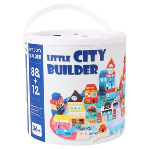 เด็กไม้บล็อกอาคารของเล่นเล็กๆน้อยๆสร้างเมืองประกอบบล็อกไม้เด็กการศึกษาก่อนวัยเรียน Montessori ของเล่นไม้ - Product Image 3