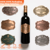 Etiqueta engomada de la botella de oro de aluminio fino suave Material Metal exquisito impermeable 3D Etiquetas Perfume Etiqueta de aluminio