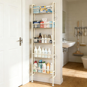 Modern Metal Slim <b>Wall</b> <b>Mounted</b> Shower Caddy <b>Toothbrush</b> Tissue Soap <b>Holder</b> Bathroom Essentials Organizer Corner Stand Shelves - Product Image 1