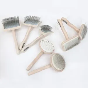 Portable en bois doux chat peignes chien cheveux toilettage <span class=keywords><strong>slicker</strong></span> brosse pour animaux de compagnie - Product Image 1