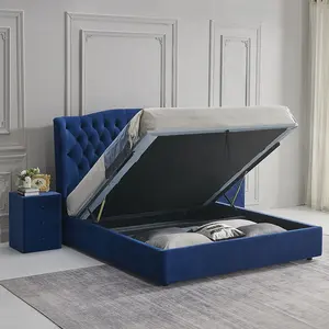 Avrupa modern tasarım yatak toptan fabrika tedarikçisi ucuz yatak odası mobilyası kadife kumaş