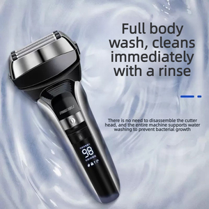 MENGLIR 5598 Elektrisch scheerapparaat, 4 mesjes, 13000 RPM motor, uitklapbare bakkebaardtrimmer, LED-powerdisplay, wasbaar oplaadbaar scheerapparaat - Product Image 3