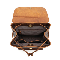 Sac à dos vintage en cuir Crazy Horse avec logo personnalisé, sac à dos de voyage pour femme, sac à dos en cuir véritable avec cordon de serrage pour femme