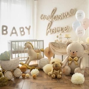 <span class=keywords><strong>Palloncini</strong></span> in Foil a Forma di Orsacchiotto con Fiocco Beige Opaco Retrò per Decorazione Festa di Compleanno, Mix di Colori Cartoon per la Cameretta dei Bambini - Product Image 3