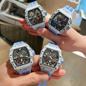 3503 Luxury Carbon Fiber Skeleton <b>Automatic</b> Men's Watch Diver Alarm <b>Chronograph</b> Sport Style Square Case Butterfly Balance Wheel - Product Image 3