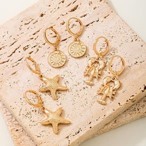 Moda Multi-elemento Ocean Style Series Aleación Cangrejo Estrella de mar Sol Pendientes femeninos Set Holiday Style - Product Image 3