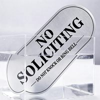 Panneau en aluminium personnalisé auto-adhésif « Interdiction de solliciter » 7x3 pouces, imperméable, antirouille, « Ne pas frapper ni sonner à la sonnette »