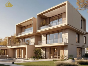 Maison de ville de luxe de style moderne empilé avec balcons en verre et accents en pierre, service de rénovation et de conception - Product Image 1