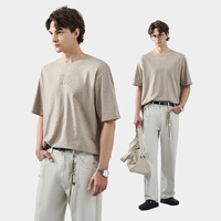 T-shirt décontracté pour homme en coton peigné APO OEM/ODM, tissage lâche, respirant, anti-déformation, mélange de fibres élastiques, à manches courtes avec lettres