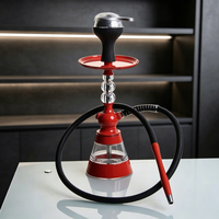 Perlengkapan Shisha Hookah Merah Modern dengan Selang Silikon, Nargile Akrilik Ringan untuk Pesta Bar