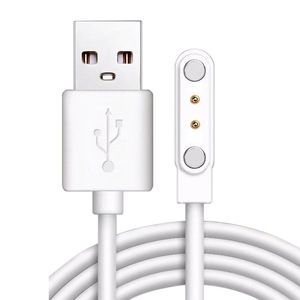 Cable de carga magnético para relojes inteligentes, conector de 2 pines, 7,62 mm de diámetro, paso de 4,0 mm, color blanco - Product Image 1