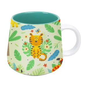 Happy New Year Gift Idea Cute Tiger OEM Logo Decal Printing Mugs Baby Kids Milk Water Cup Ceramic Mugs